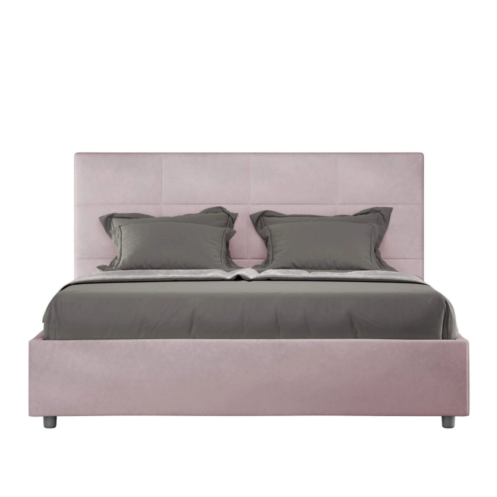 Letto una piazza e mezza con rete imbottito 130x190 microfibra glicine Mika