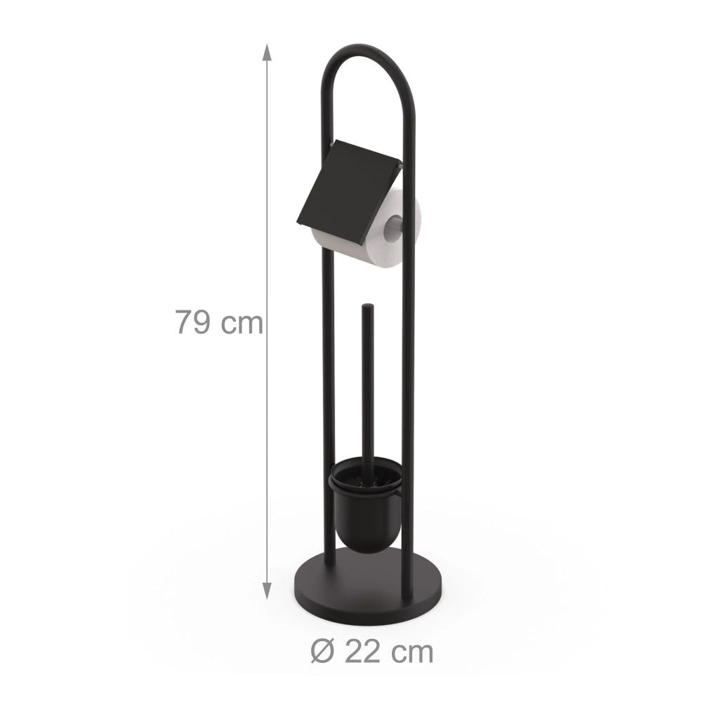 Set portarotolo e scopino WC da terra design moderno 79 x 22 cm pratico in acciaio inox argentato 13_0017696