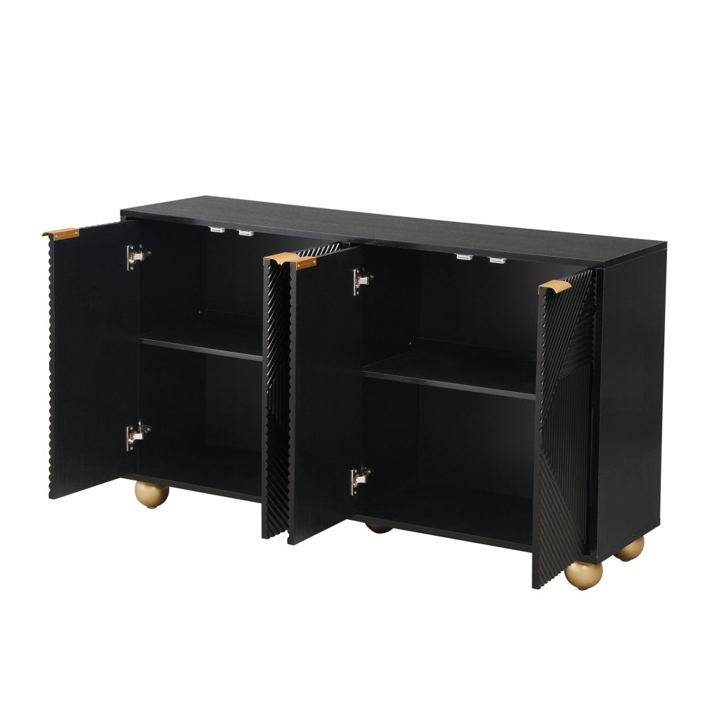 Credenza nera in MDF a 4 ante con ripiani regolabili
