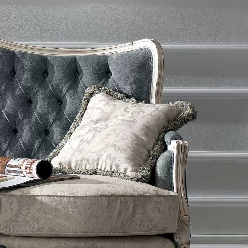 Divano classico 3 posti barocco imbottito grigio 186x83x98