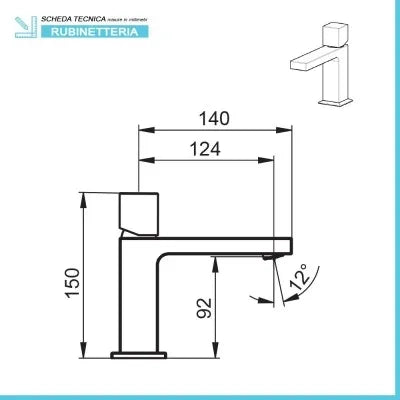 Miscelatore lavabo senza leva cromato lucido  Torre