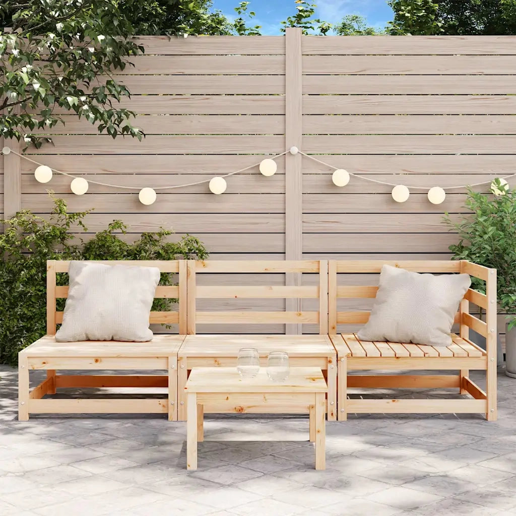 Divano da Giardino a 3 Posti-Sofa da Giardino-Divano da esterno in Legno Massello di Pino