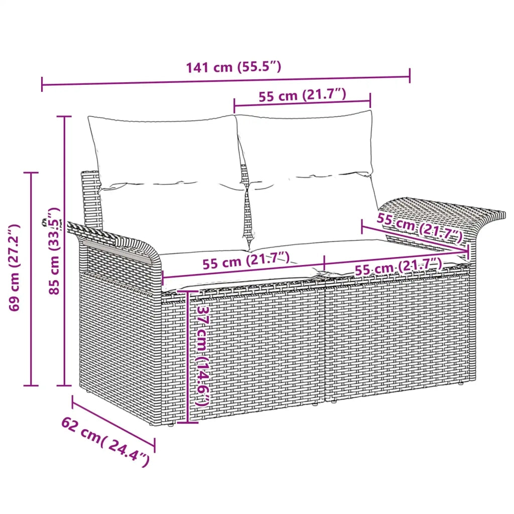 Set Divano da Giardino con cuscino 8 pcs Grigio polyrattan 3347290