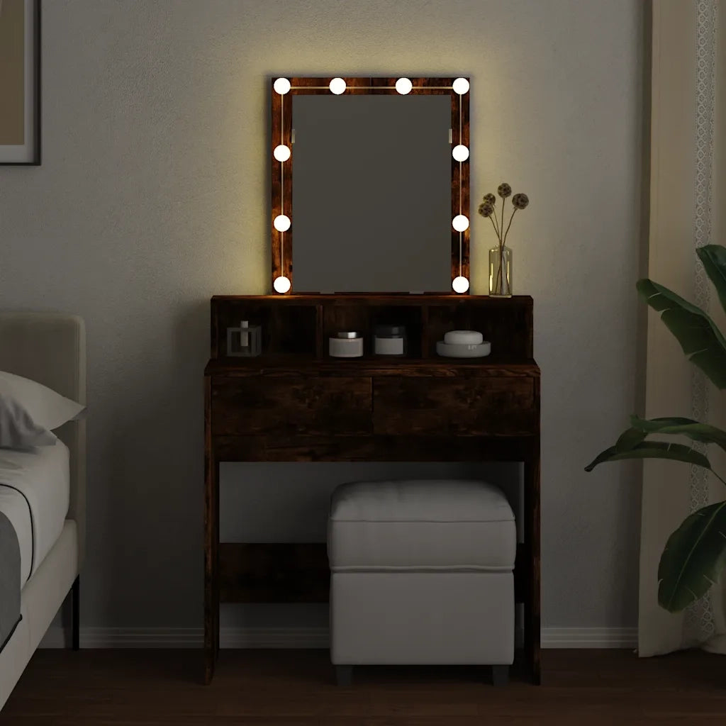 Toeletta | Tavolo da Trucco con LED Rovere Fumo 80x41x144,5 cm