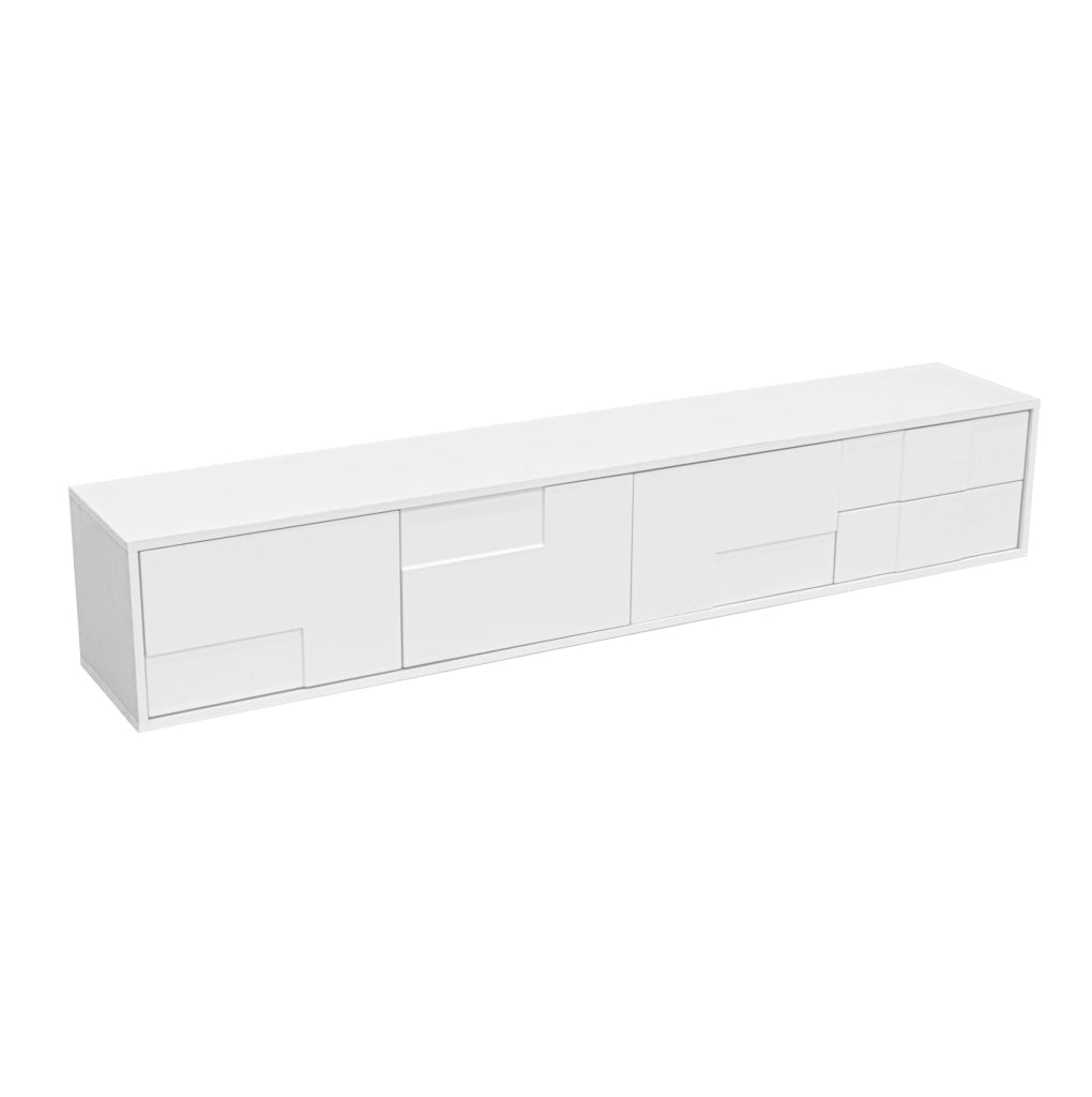 Mobile TV 170 cm con 3 ante e 2 cassetti in MDF e truciolare bianco