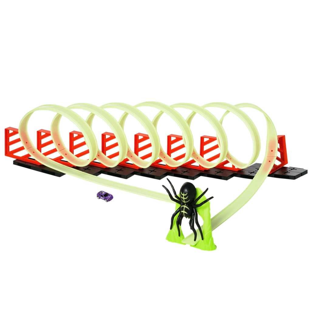 Pista per Macchinine con Effetti Luminosi e Automobilina Inclusa, Gioco per Bambini da 3-6 Anni, Verde e Rosso