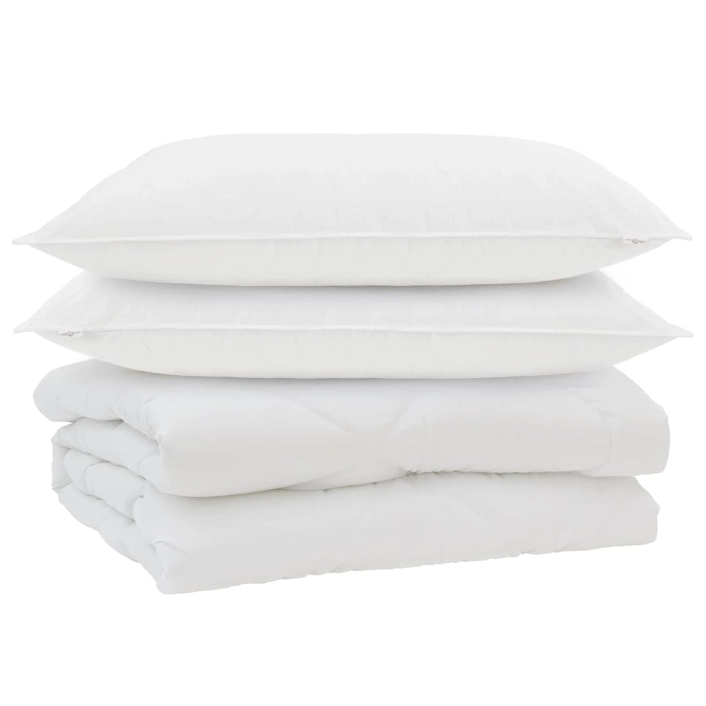 Piumone | Duvet con cuscino 3 pz Bianco Microfibra