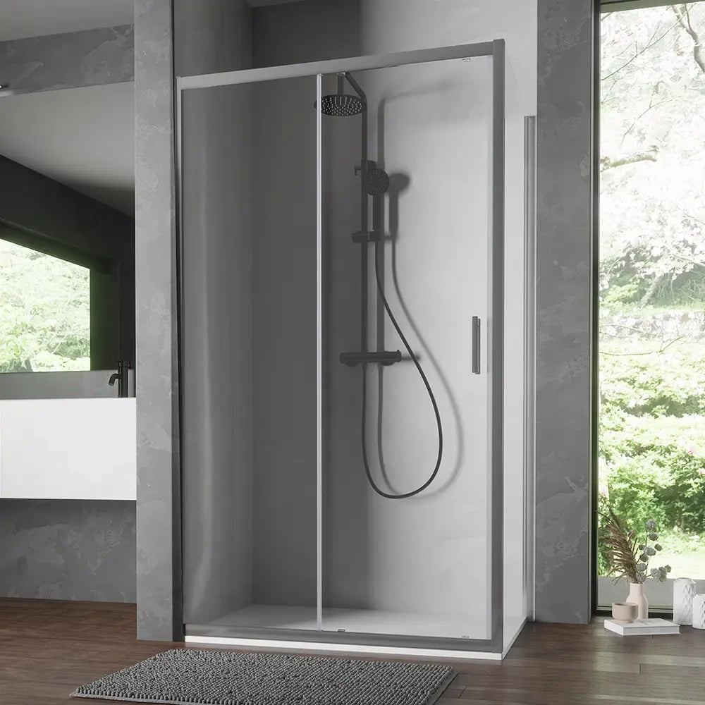 Box doccia 80x125 cm scorrevole profili cromati vetro temperato 6mm trasparente anticalcare h198 | Tahiti