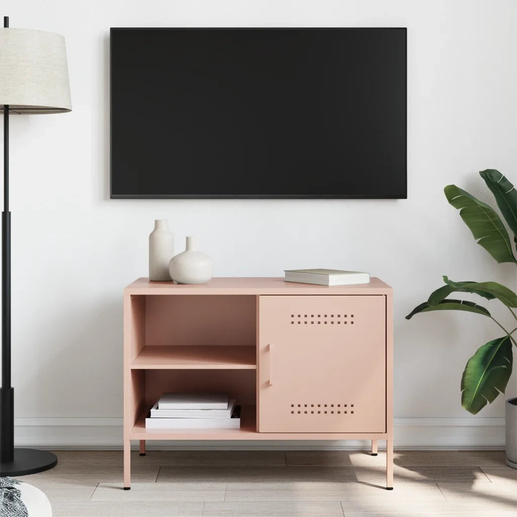 Mobile TV-Credenza per TV-Console TV Rosa 68x39x50,5 cm in Acciaio 900025