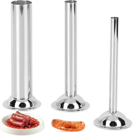 Set di 3 Stopperi per Salsiccia in Acciaio Inossidabile - Tubi di Connettore per Macchina per Salsiccia Automatica e Manuale