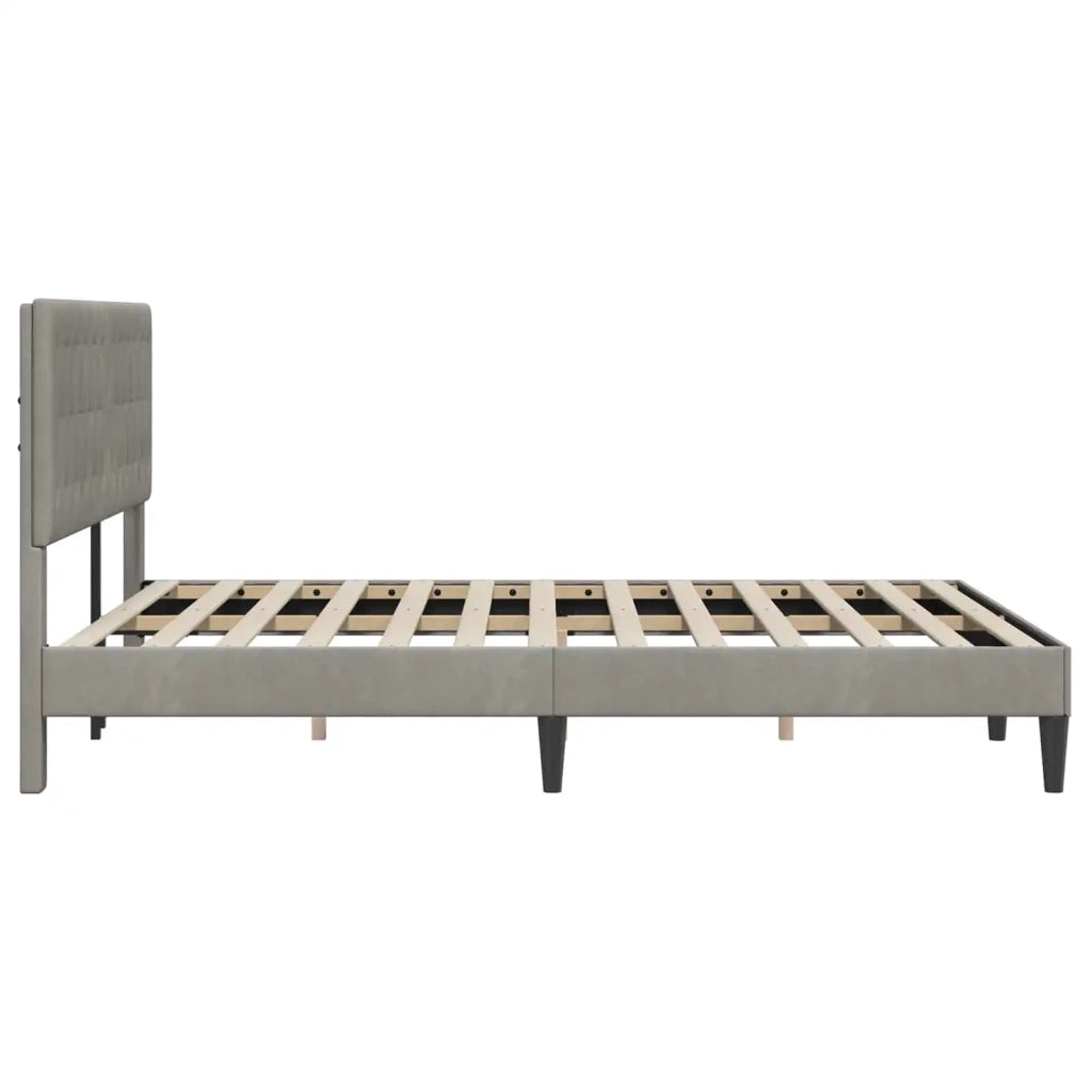 Struttura del letto-Giroletto Grigio Chiaro 160 x 200 cm Velluto 689646