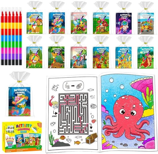 Libreria a colori 24 libretti mini - Pastelli a colori 24 pezzi - Regalo per bambini compleanno - Attività per bambini - Stimulatione della creatività - Giocattoli sicuri - Attività per bambini