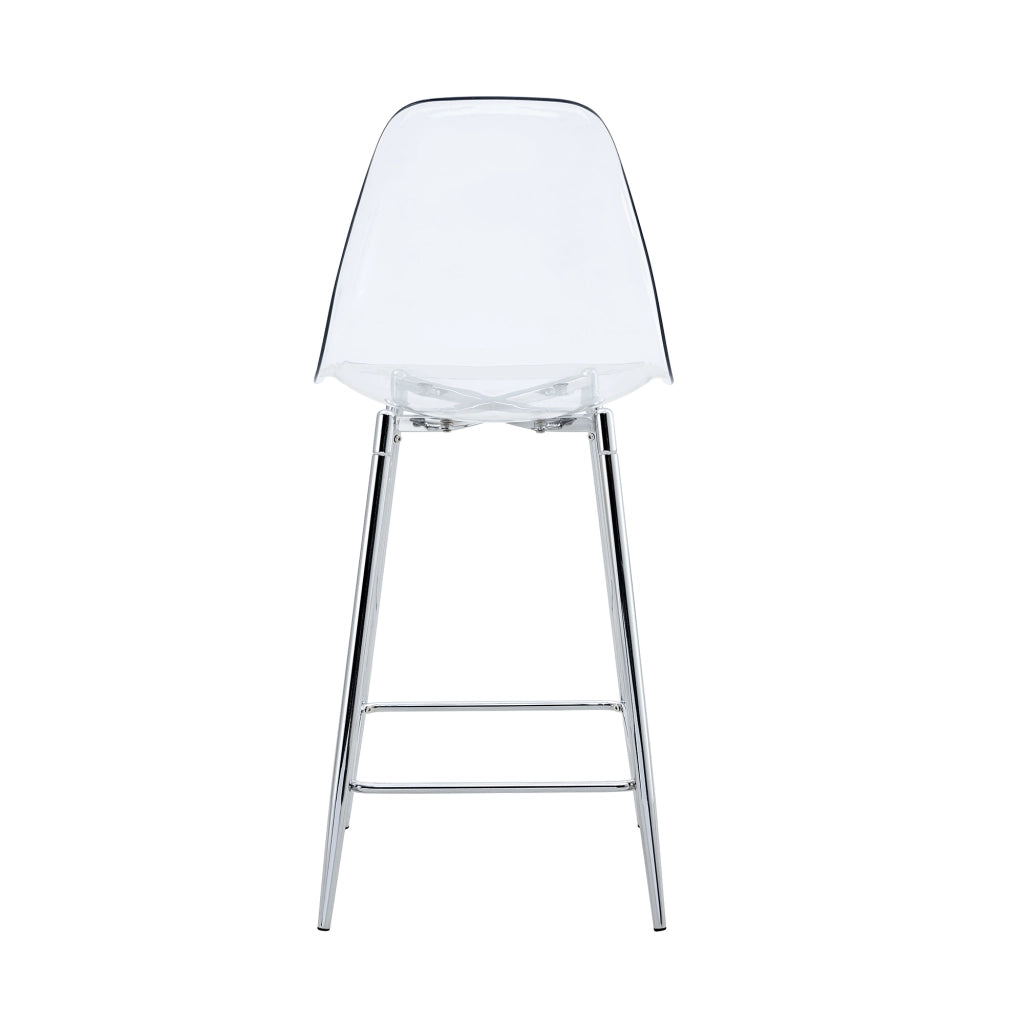 SGABELLO da bar moderno 68,5x48x47 cm plastica trasparente e metallo argento