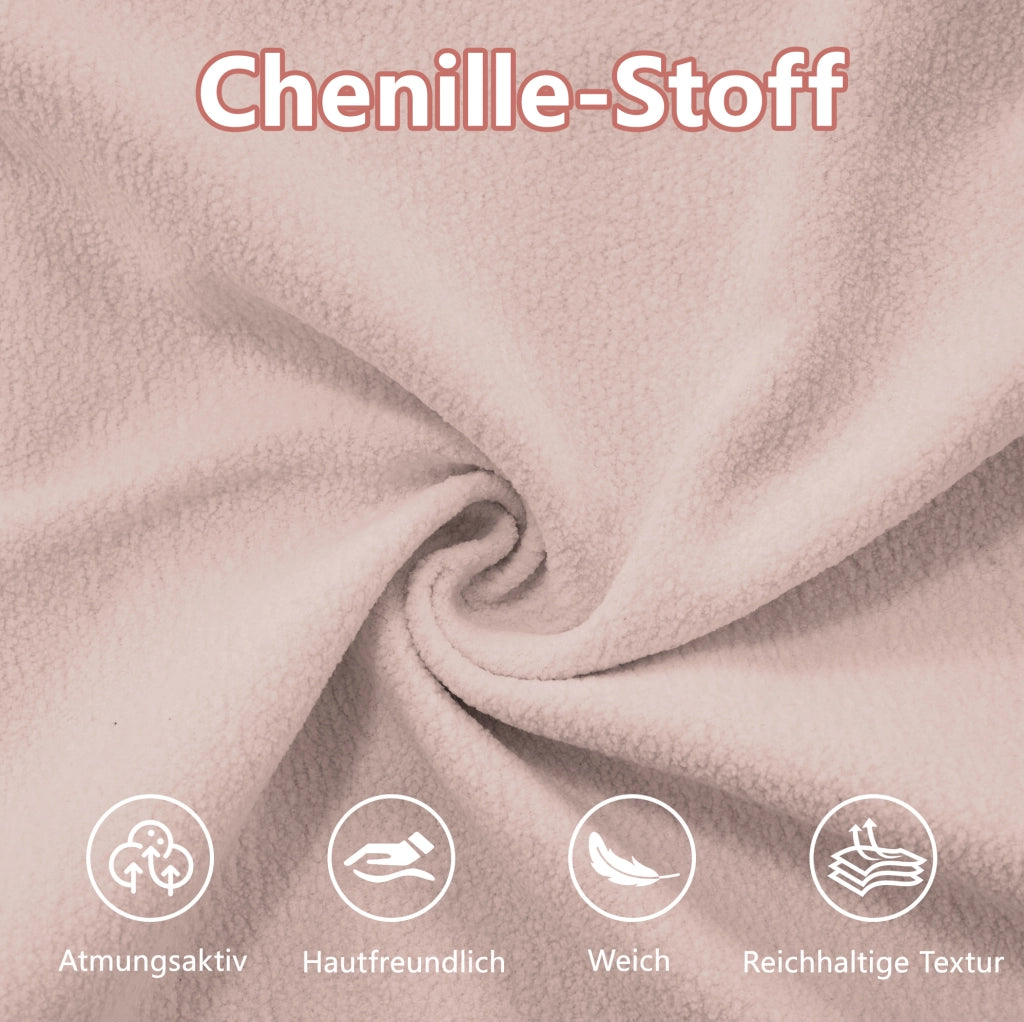 Divano modulare in ciniglia rosa 220×77×81 cm