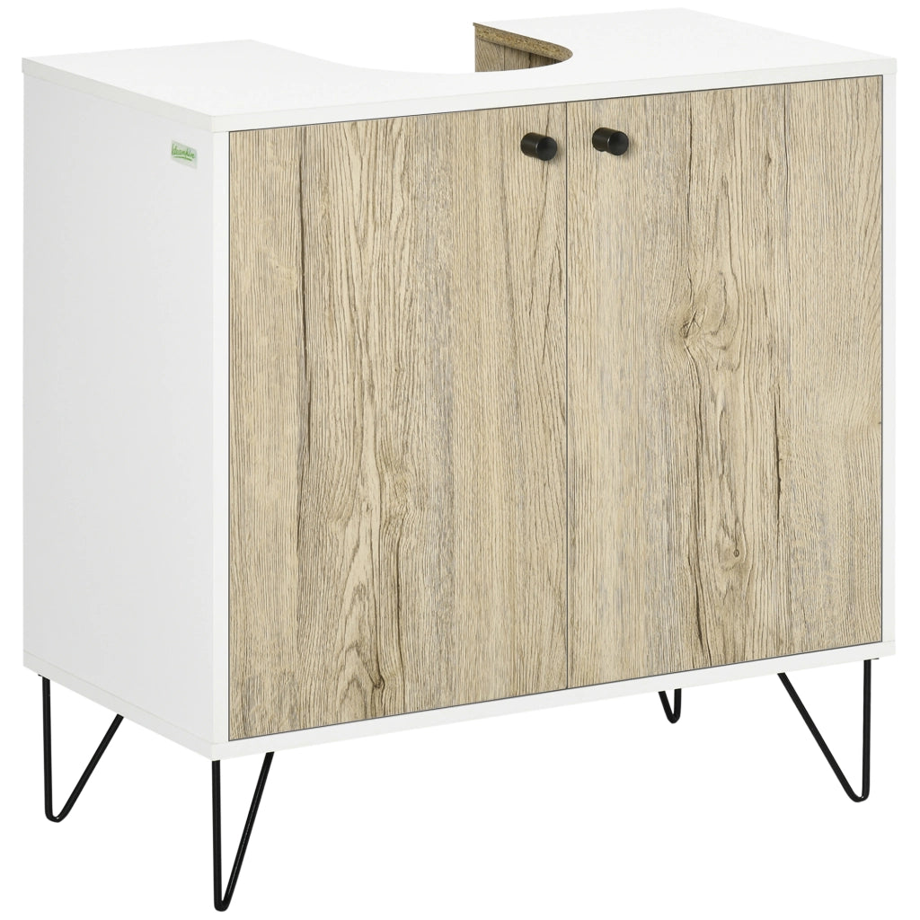 Mobile Bagno Sottolavabo con 2 Ante e Ripiano ¨C Minimal ¨C 60x30x60 cm Robe Bianco
