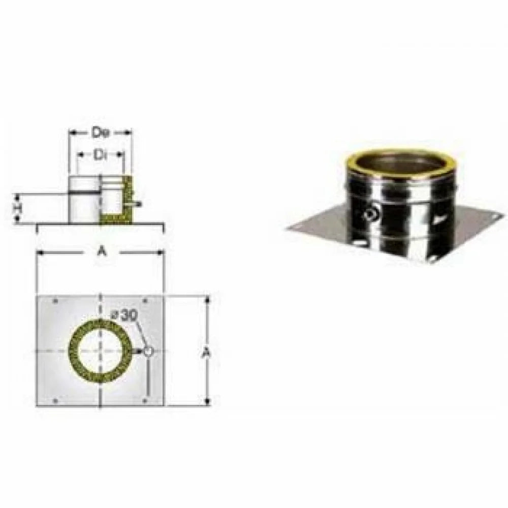 Inox doppia parete piastra base con gocciolatore d.250 300