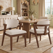 SEDIA Imbottita con Braccioli 77,5x58,5x48,59 cm Legno di Gomma Noce Set da 2 pezzi