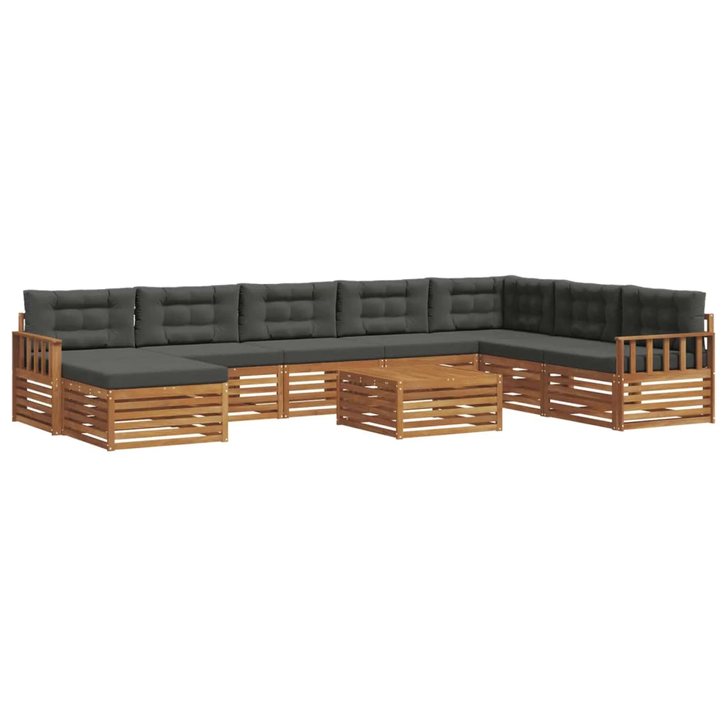 Set di divani da esterno con cuscino 9 pcs Naturale e Antracite 3373972