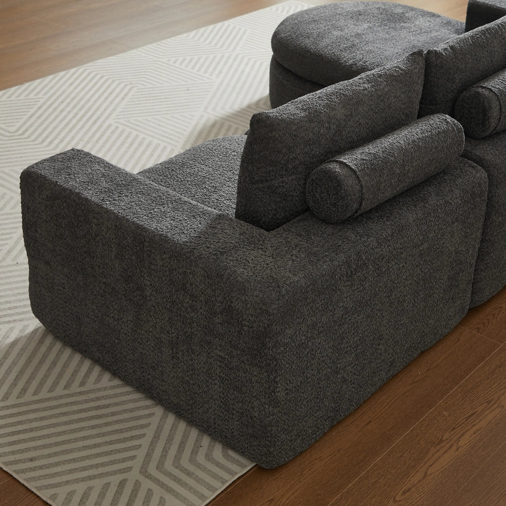 Divano modulare con chaise longue reversibile 250x160 cm in ciniglia grigio HOMVRA