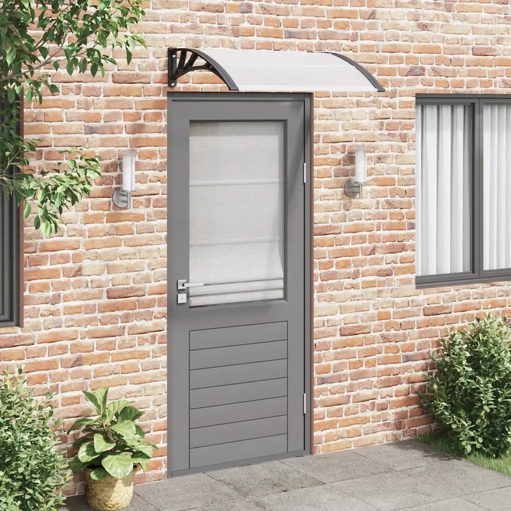 Tettoia per Porta Nero e Trasparente 100x75 cm in Policarbonato 153588