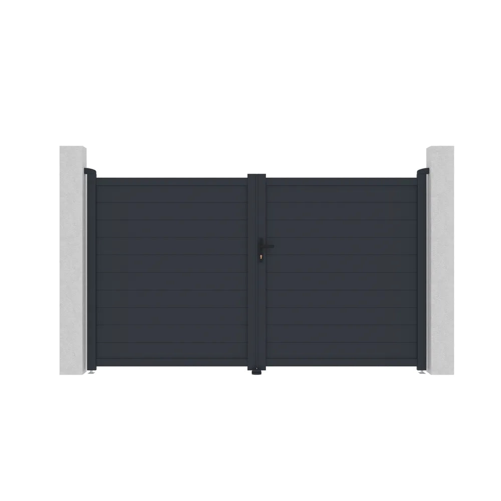 Cancello in alluminio doppia porta a battente 300x173cm grigio freddo