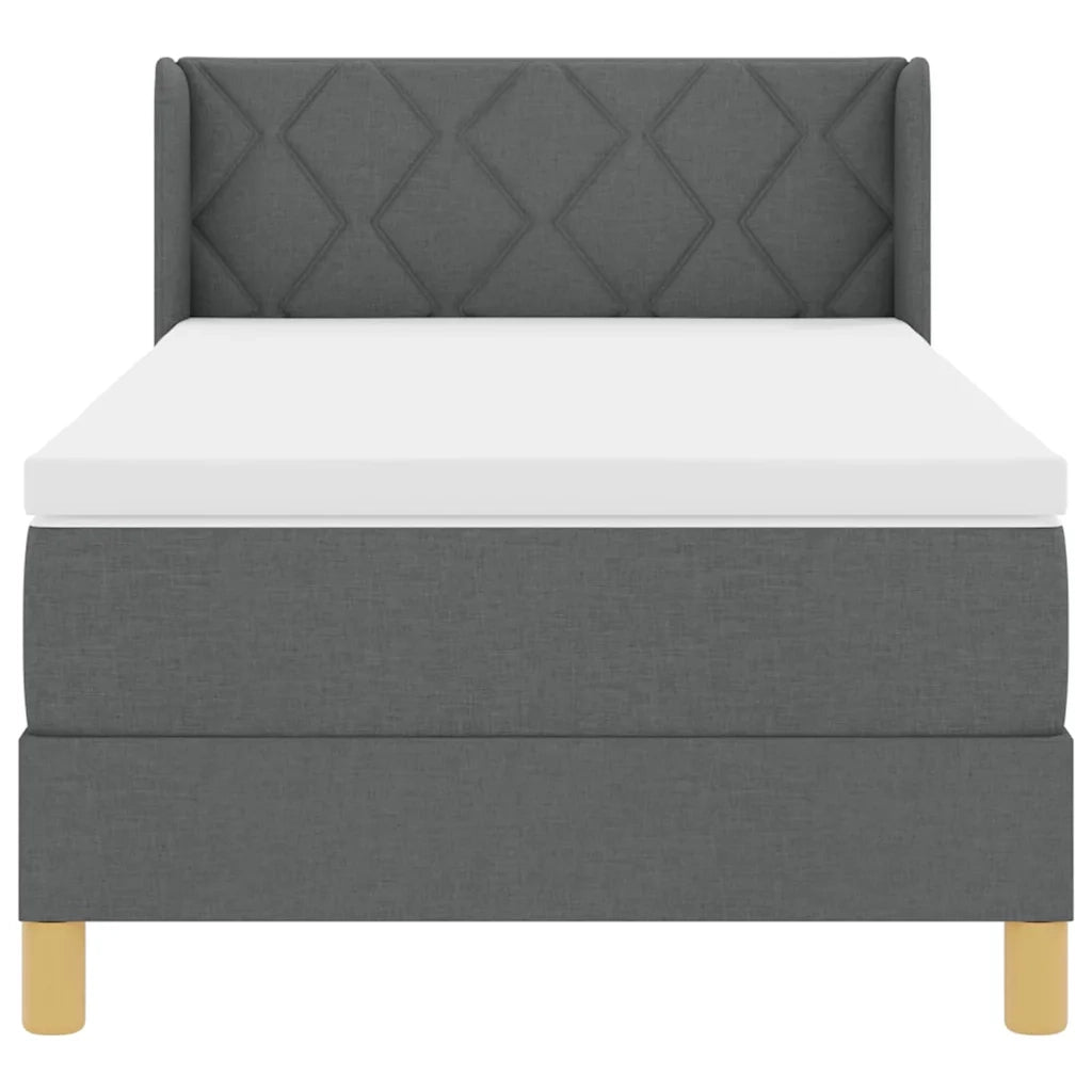 Letto a molle con materasso-Struttura Letto con Materasso Grigio scuro 190 x 90 cm Poliestere 176611