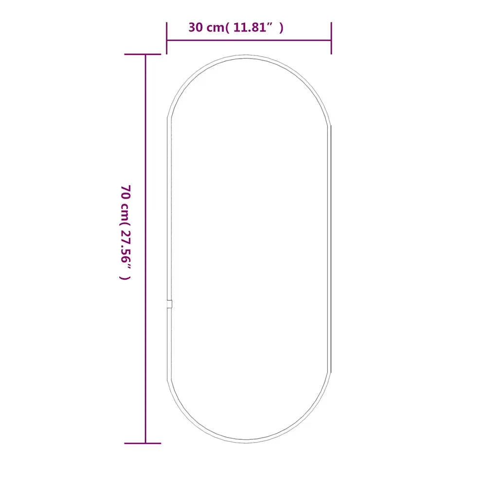 Specchio da Parete Argento 70x30 cm Ovale 348191