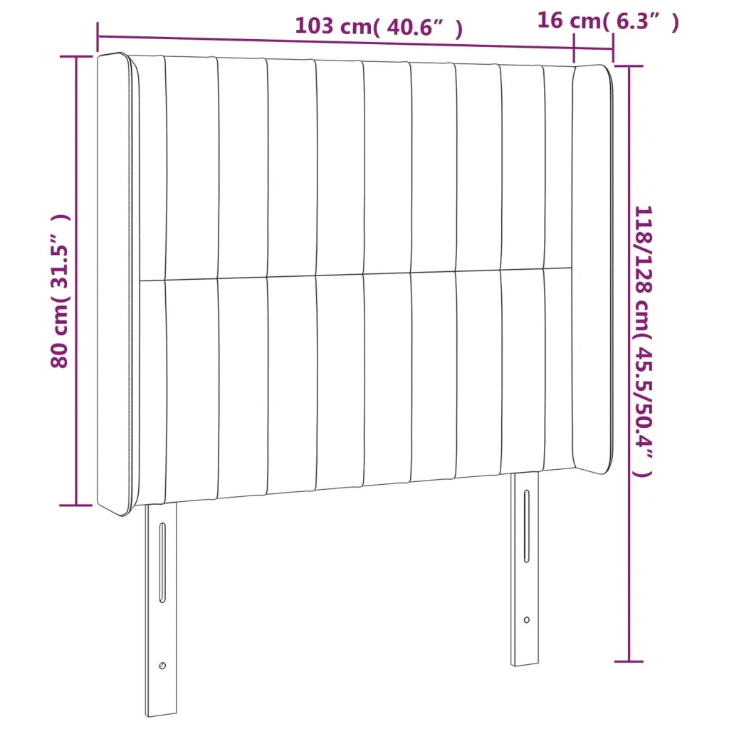 Testiera ad Orecchio-Testata con Orecchie Marrone Scuro 103x16x118/128 cm in Tessuto 199959