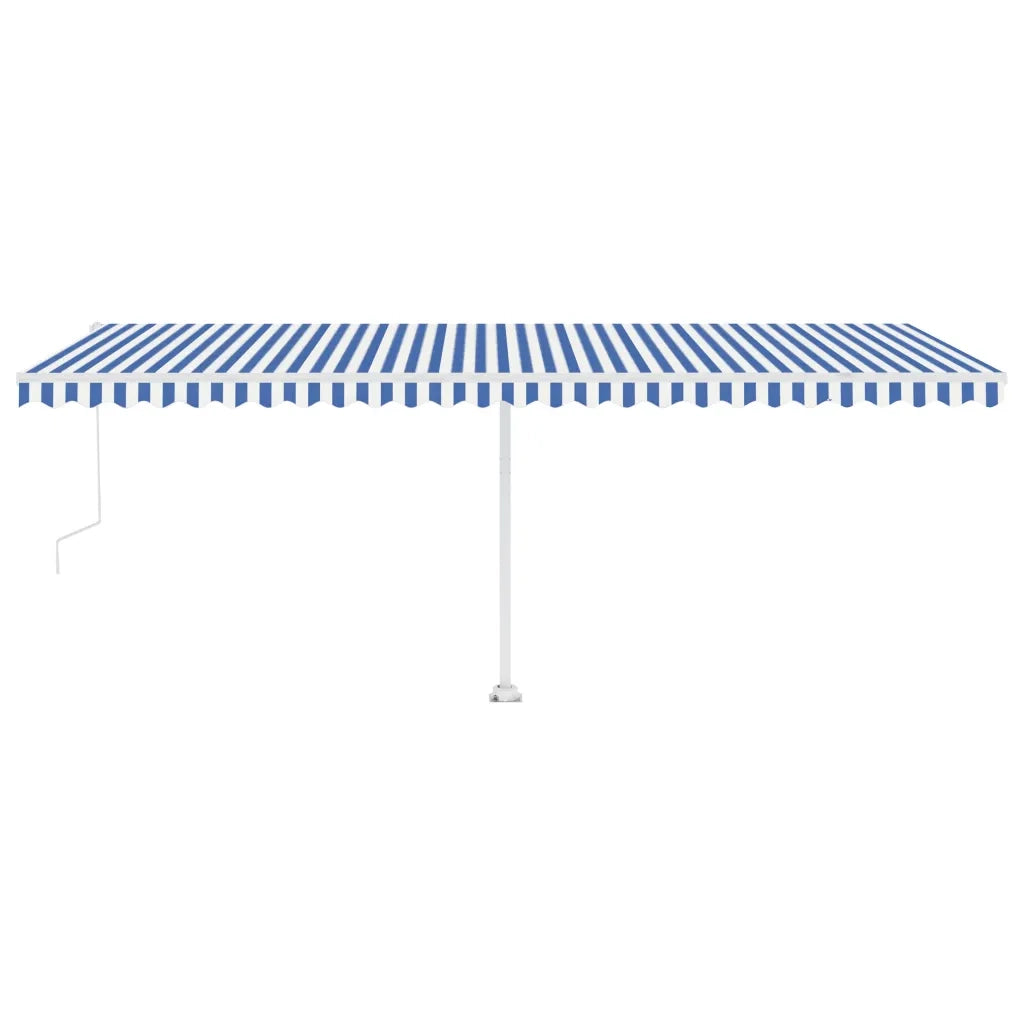 Tenda Automatica con Sensore Vento e LED 600x300 cm Blu Bianca 3069611