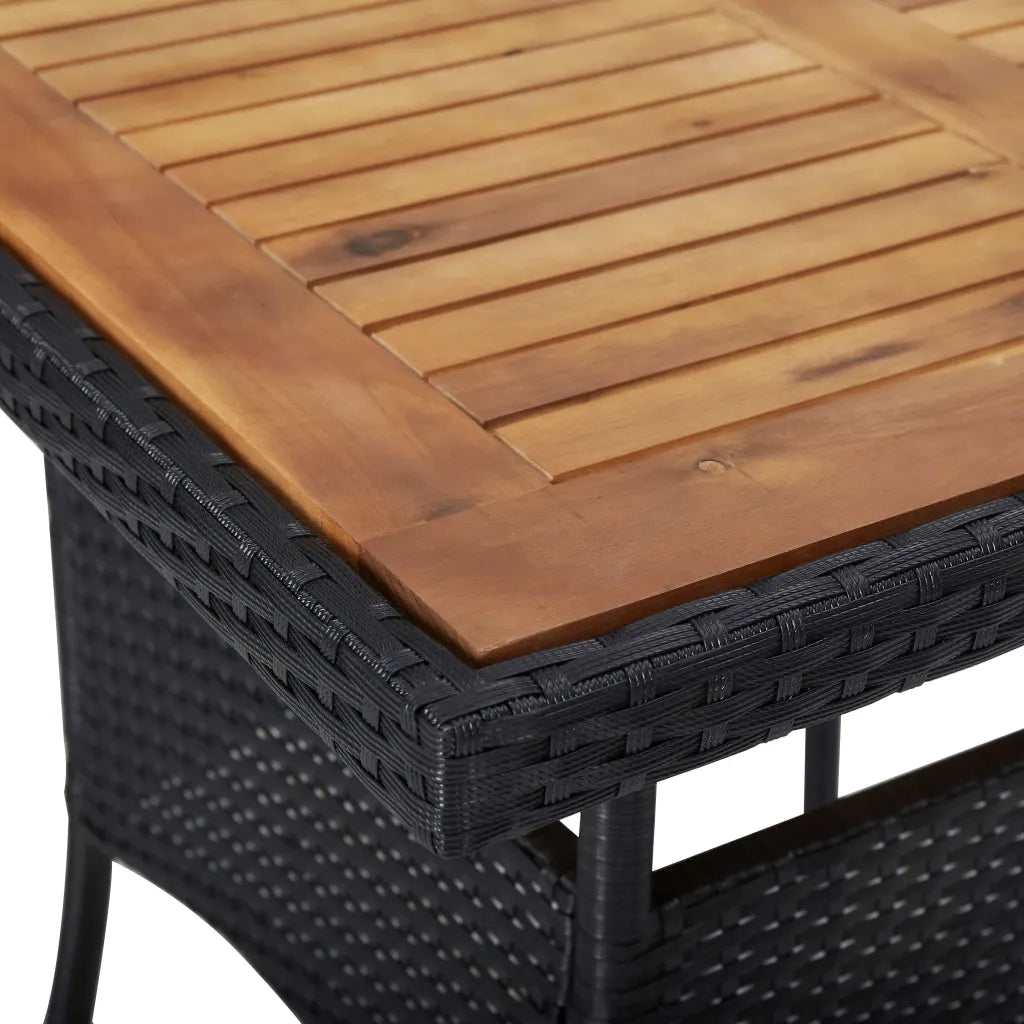 Tavolo da Pranzo Esterno in Polyrattan Nero e Massello d'Acacia 46171
