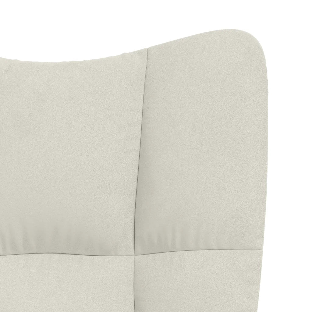 Poltrona Relax con Poggiapiedi Bianco Crema in Velluto 328115