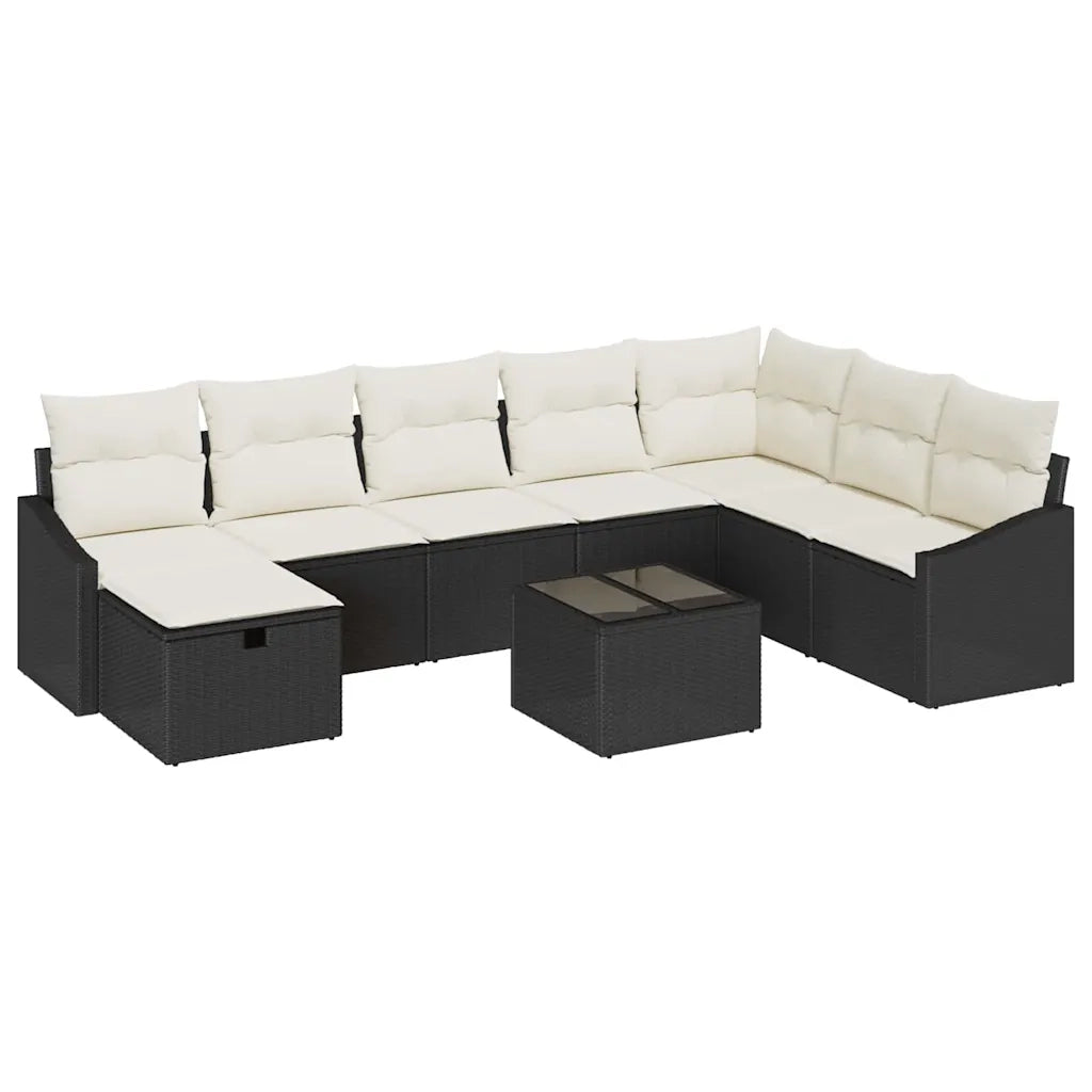 Set Divano da Giardino con cuscino 9 pcs polyrattan