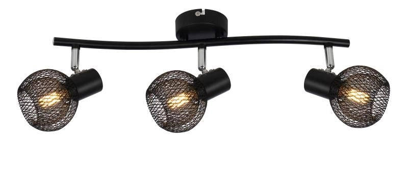 Plafoniera nera tripla a rete Loretto 3xE14 Reality