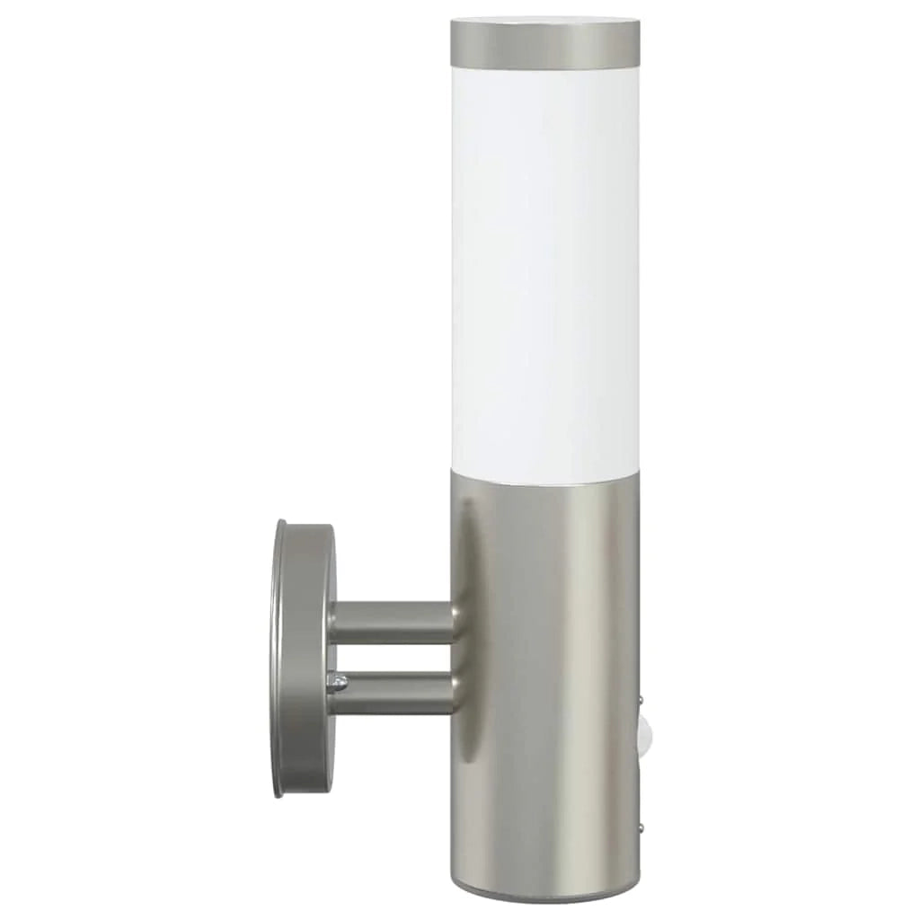 Set di 2 moderne applique da giardino cilindriche 15 x 7,5 x 33 cm in acciaio inox argento 02_0056502