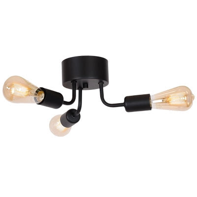 Plafoniera industriale nera minimal tripla Brenda 3xE27 Luminex