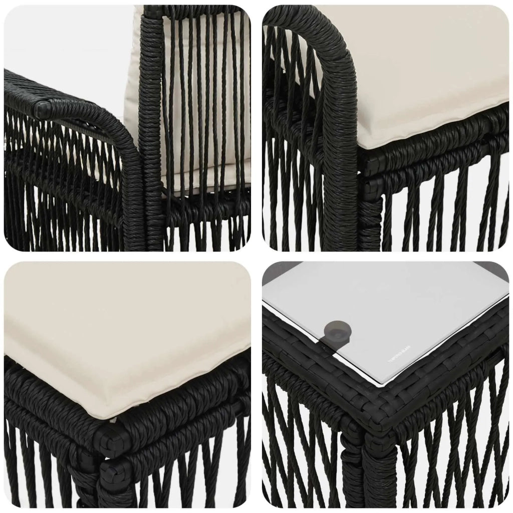 Set Divano da Giardino 5 pz Nero polyrattan 3434824