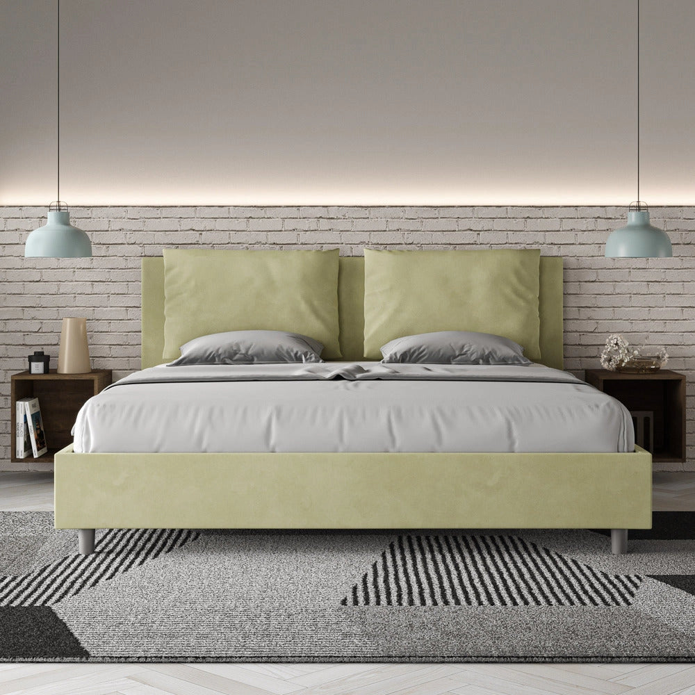 Letto Matrimoniale Large 170x190 cm con Rete e Contenitore Antea Tè Verde