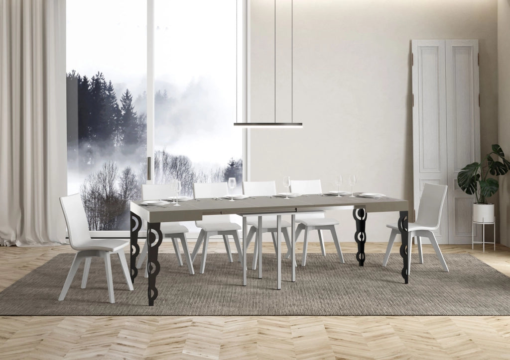 Tavolo allungabile 90x90/246 cm Karayan cashmere gambe antracite