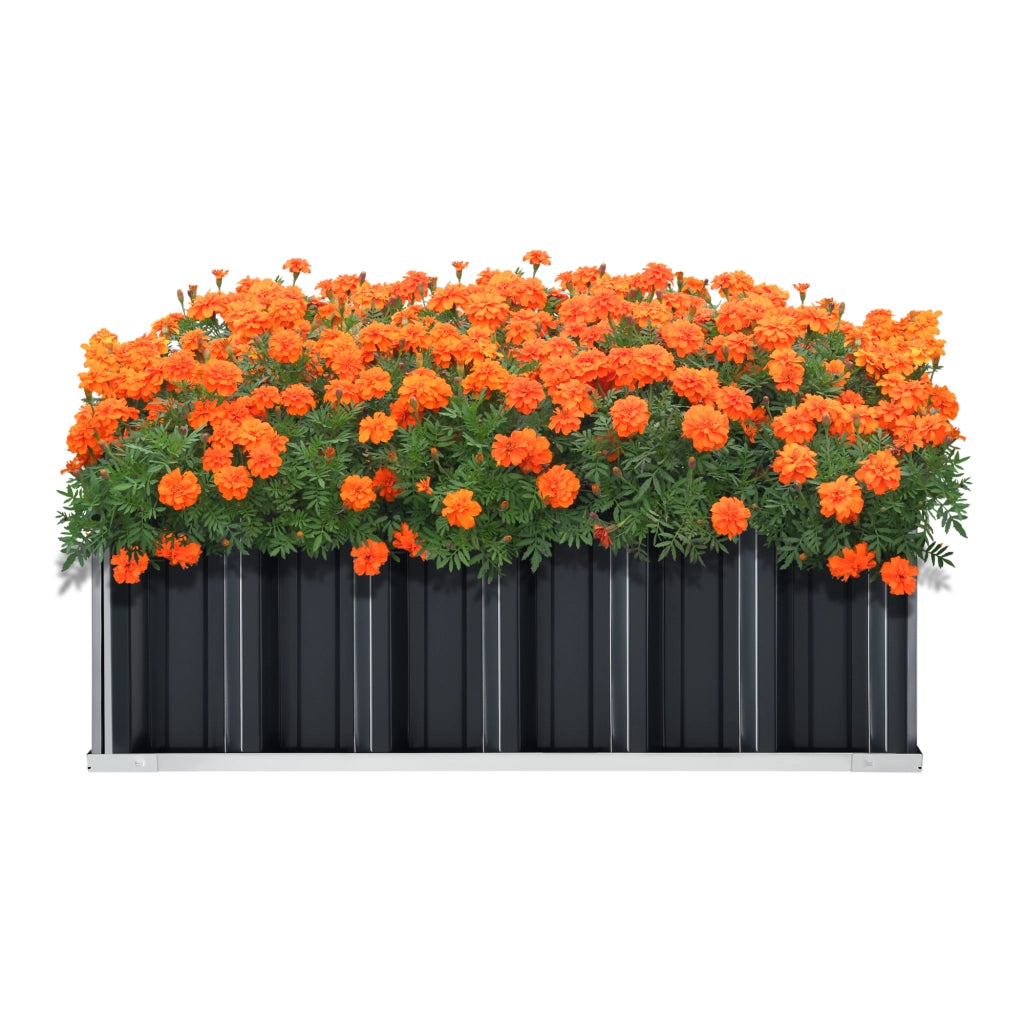 Aiuola Rialzata Zevenaar Bordatura Rettangolare in Acciaio Zincato 90x90x30 cm - Antracite [en.casa]