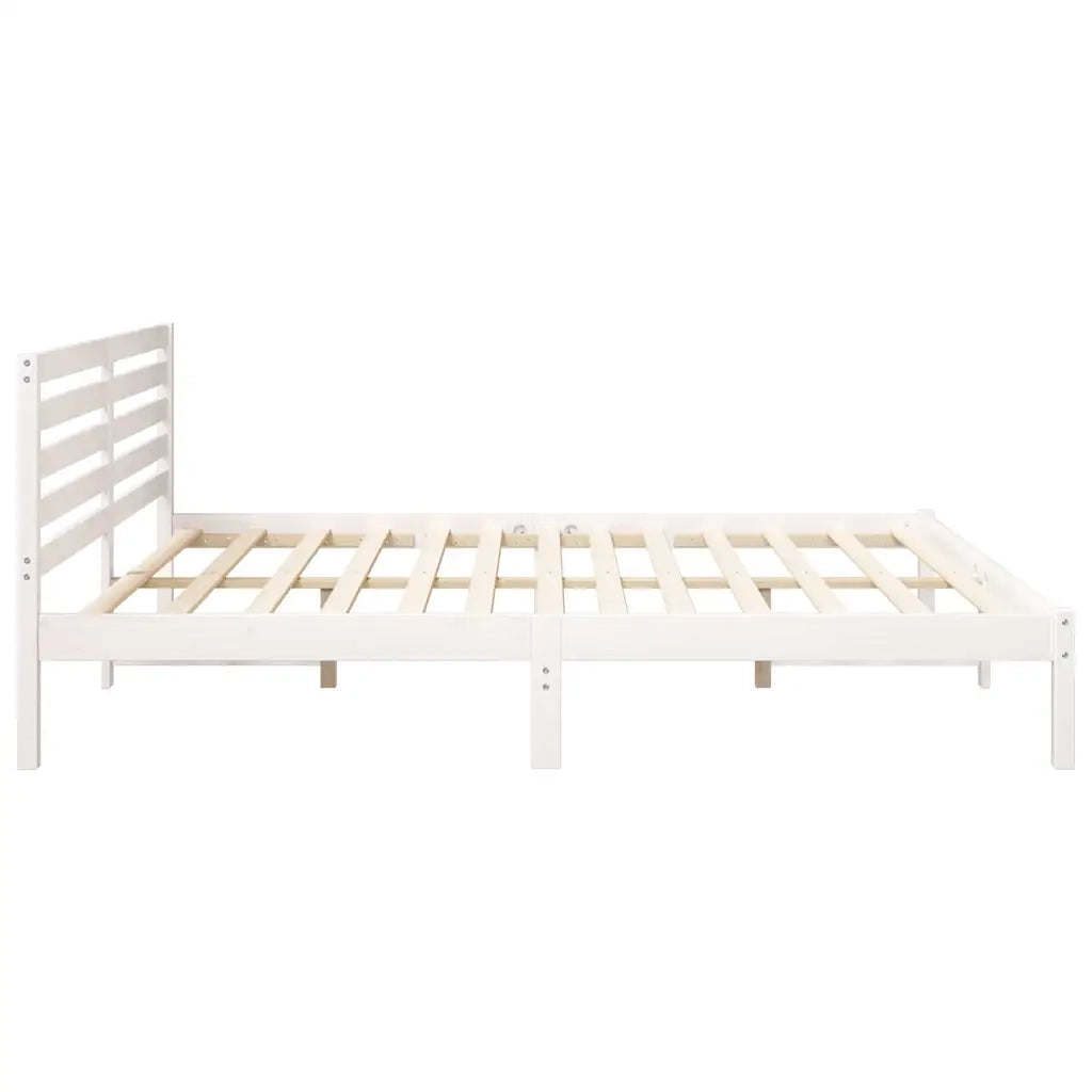 Struttura del letto-Giroletto-Rete del Letto Bianco 200 x 200 cm Pino massello 721590
