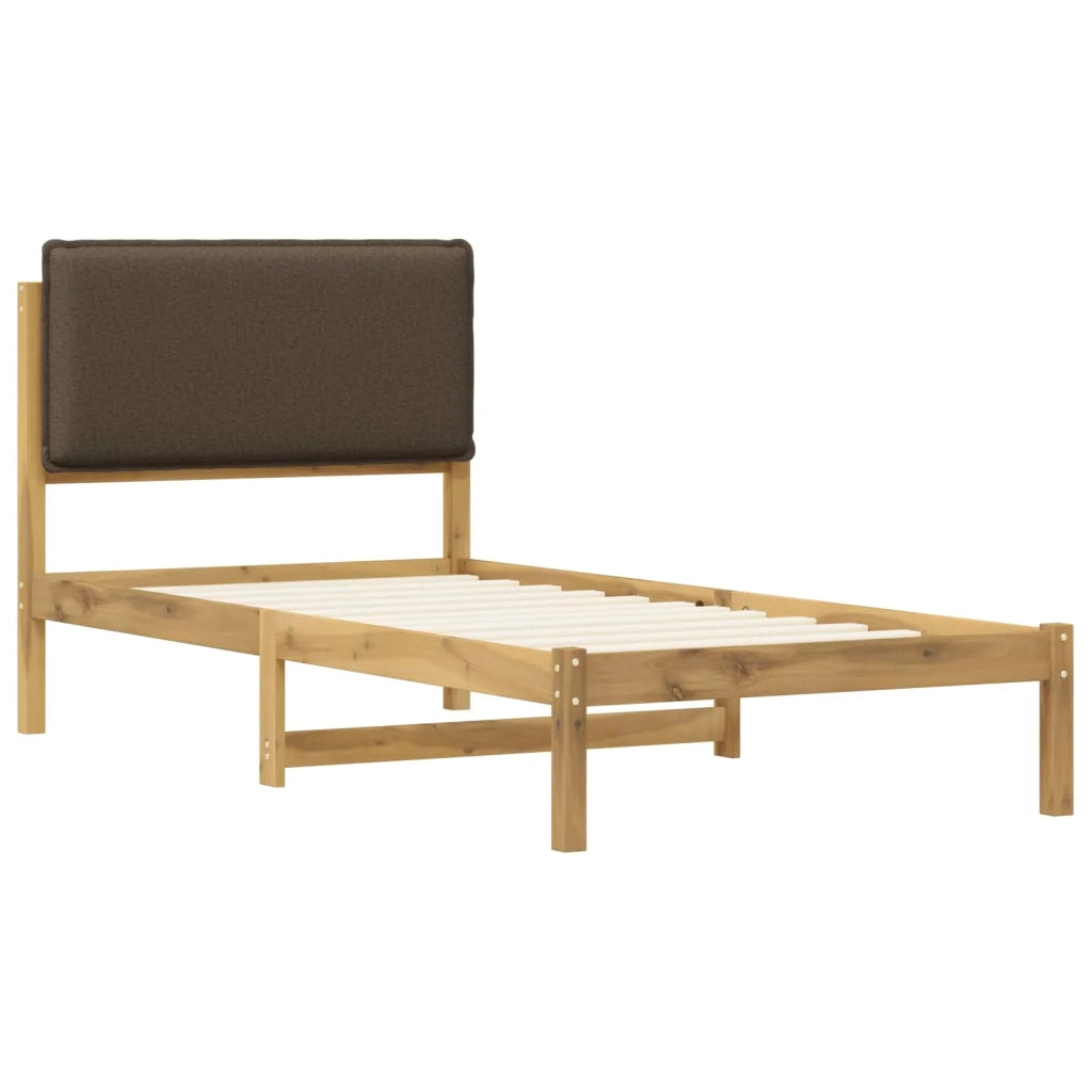 Letto con Testiera Rivestita Bianco lavato e taupe 75 x 190 cm 903955