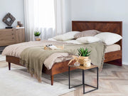 Letto matrimoniale 140 cm 6 con rete a doghe in legno scuro vintage testiera alta