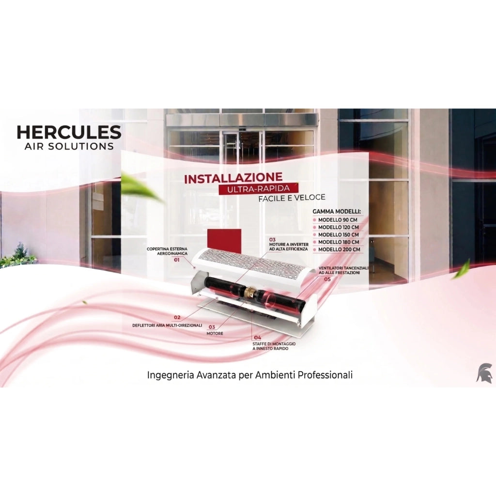 HERCULES Barriera d'Aria 180 cm con Telecomando – 250W