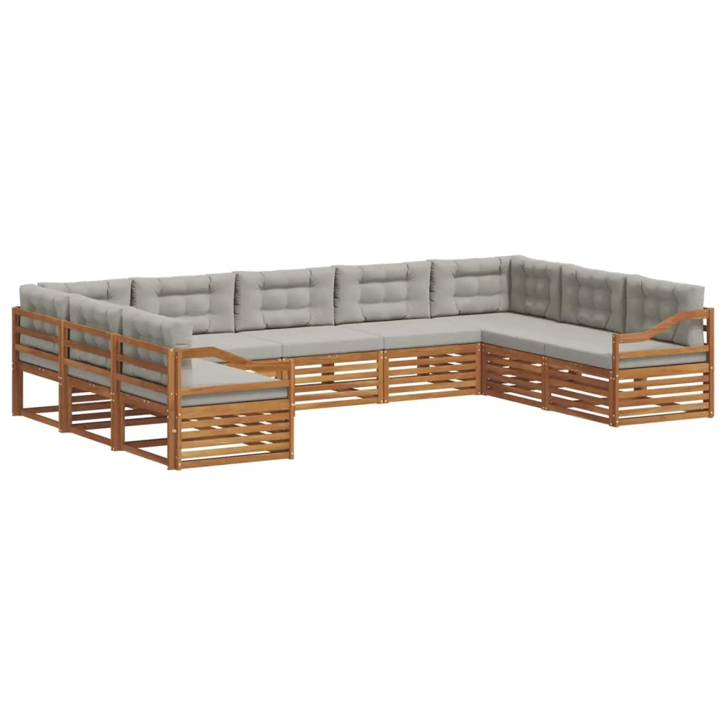 Set di divani da esterno 9 pcs Grigio Naturale e Chiaro 3374146