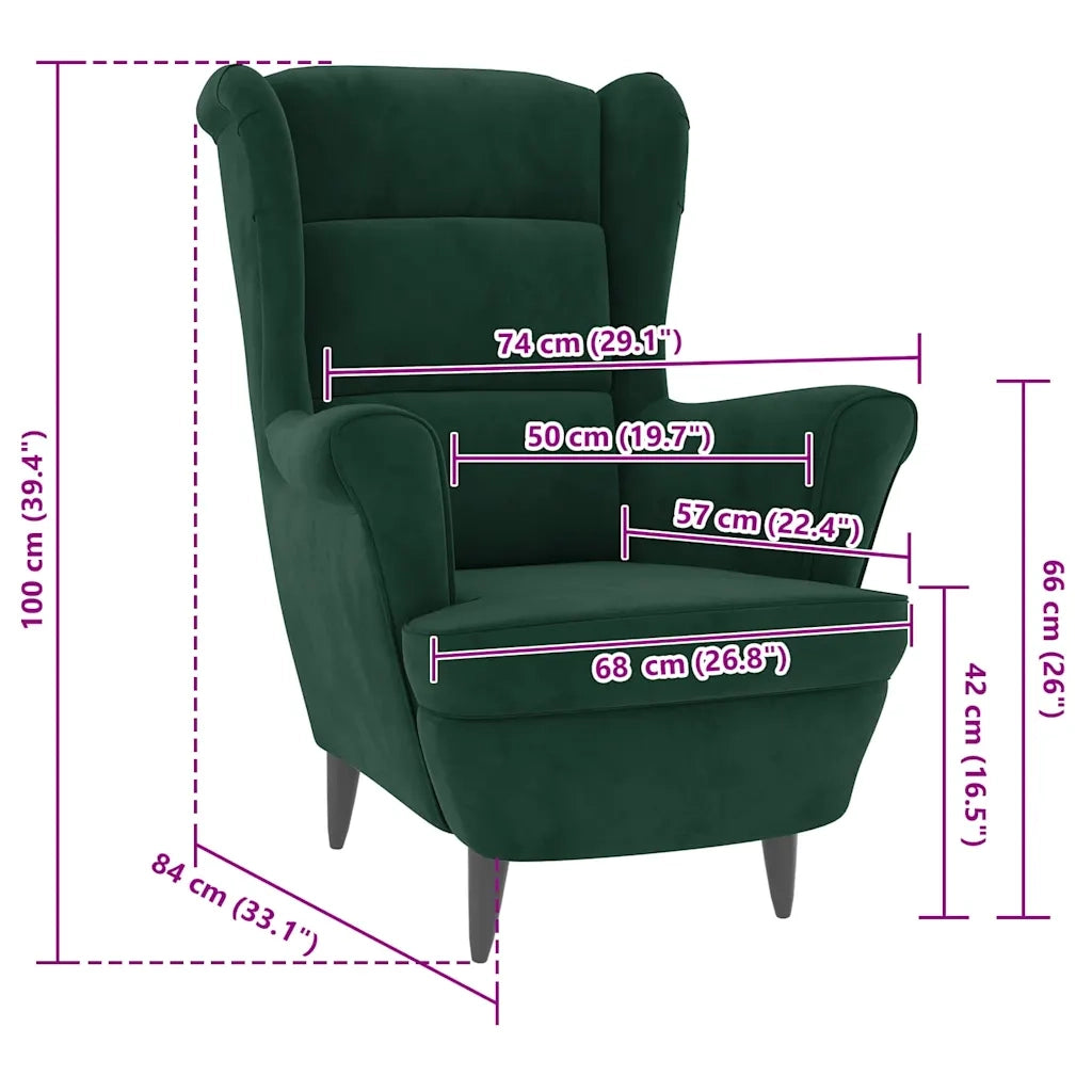 Poltrona Verde Scuro Velluto 324061