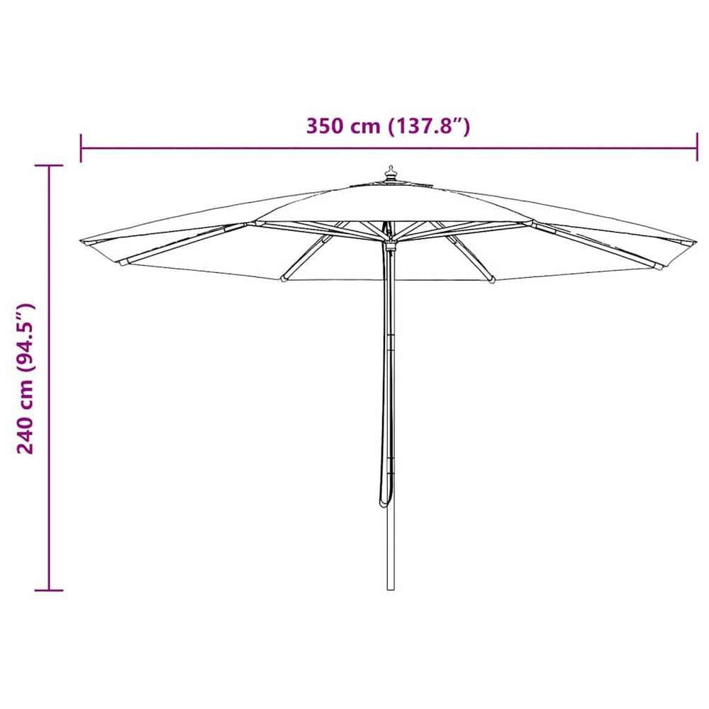 Parasol With Wooden Pole 350 Cm Taupe