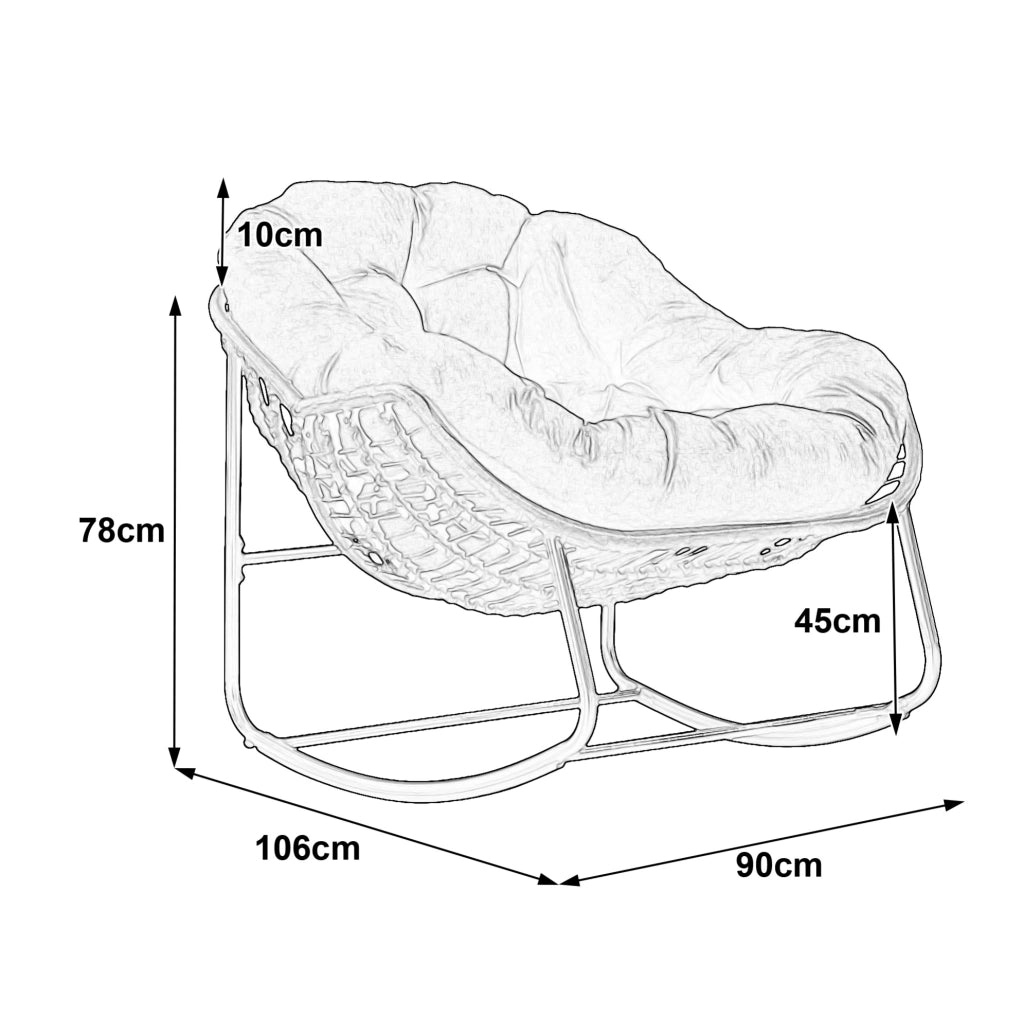 Sedia a dondolo da esterno in rattan arancione 78x106x90 cm