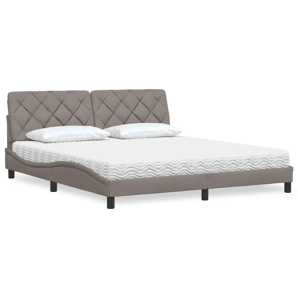 Letto con Materasso Tortora 180x200 cm in Tessuto