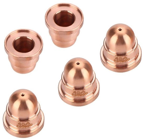 Set di Nozzle per Plasma Snidatore da 5 - Premium Rame - Articoli di Consumo - Adatto per Macchina Snidatrice - Modello 220930 - Migliori Prestazioni - Pezzi Snidatore