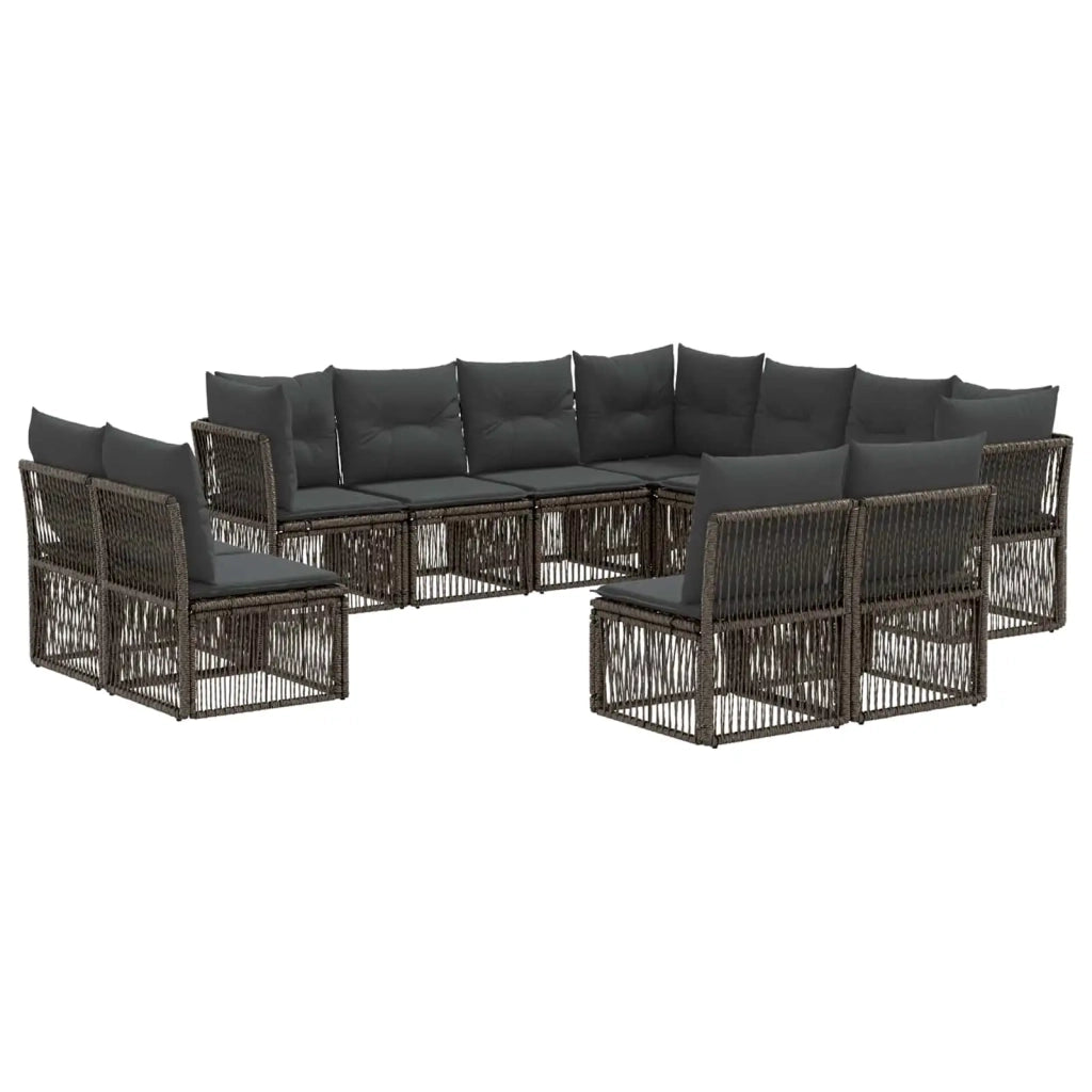 Set Divano da Giardino 11 pz Grigio polyrattan 3434258